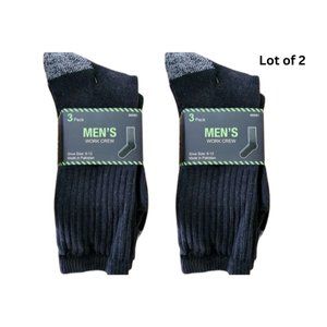 Collective Soles 3 Pk Mens Lot 2 Black Work Crew Socks Size 6-12 NEW